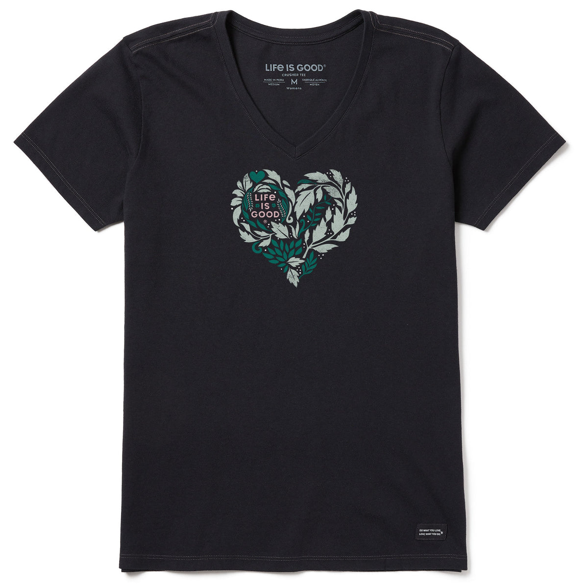 Women's Leafy Heart Short Sleeve Crusher-LITE Vee