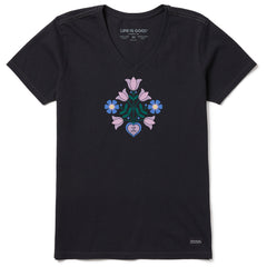Women's Heart Vase Bouquet Short Sleeve Crusher-LITE Vee