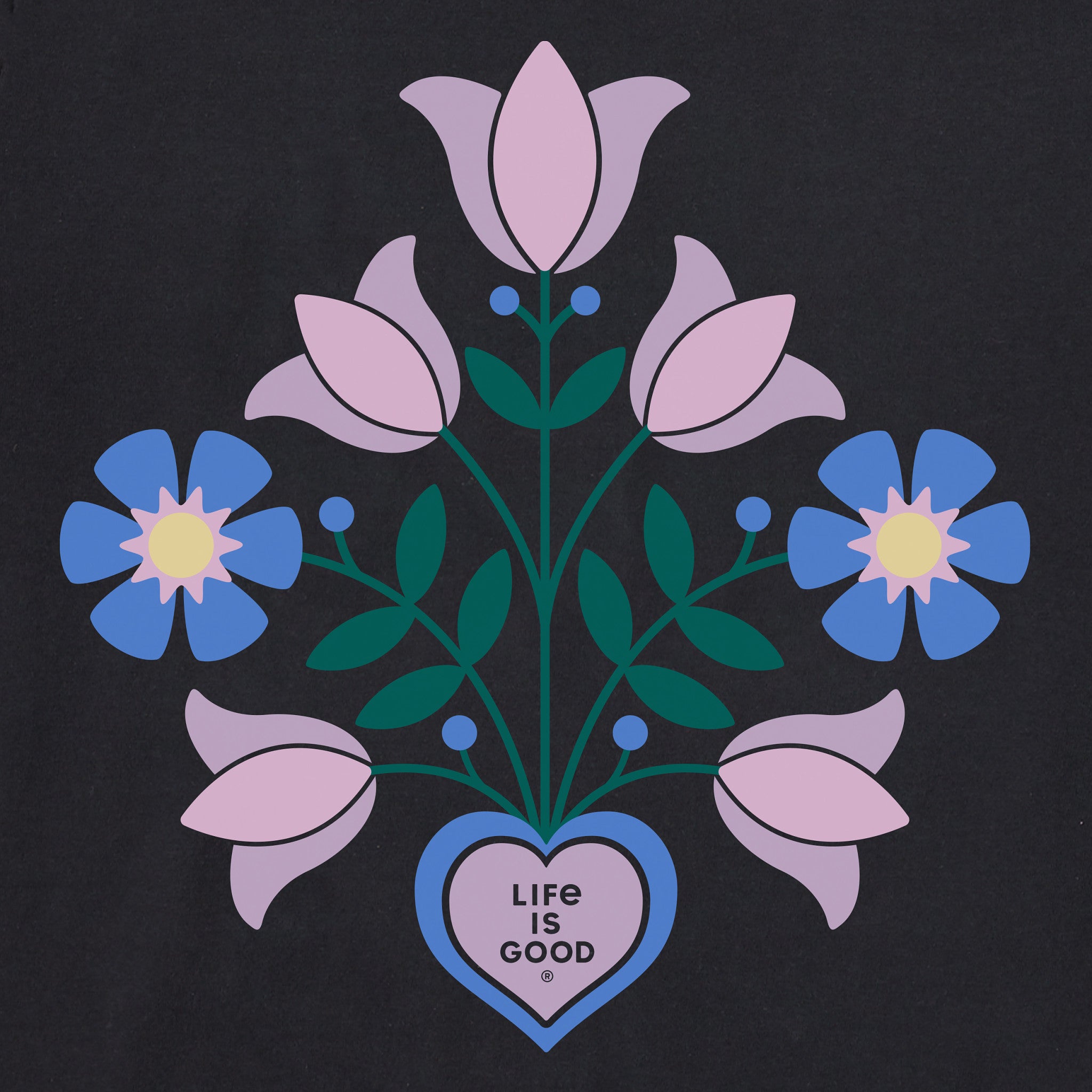 Women's Heart Vase Bouquet Short Sleeve Crusher-LITE Vee