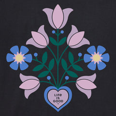 Women's Heart Vase Bouquet Short Sleeve Crusher-LITE Vee