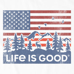 Men's Flag Mountain Scene Short Sleeve Crusher Tee