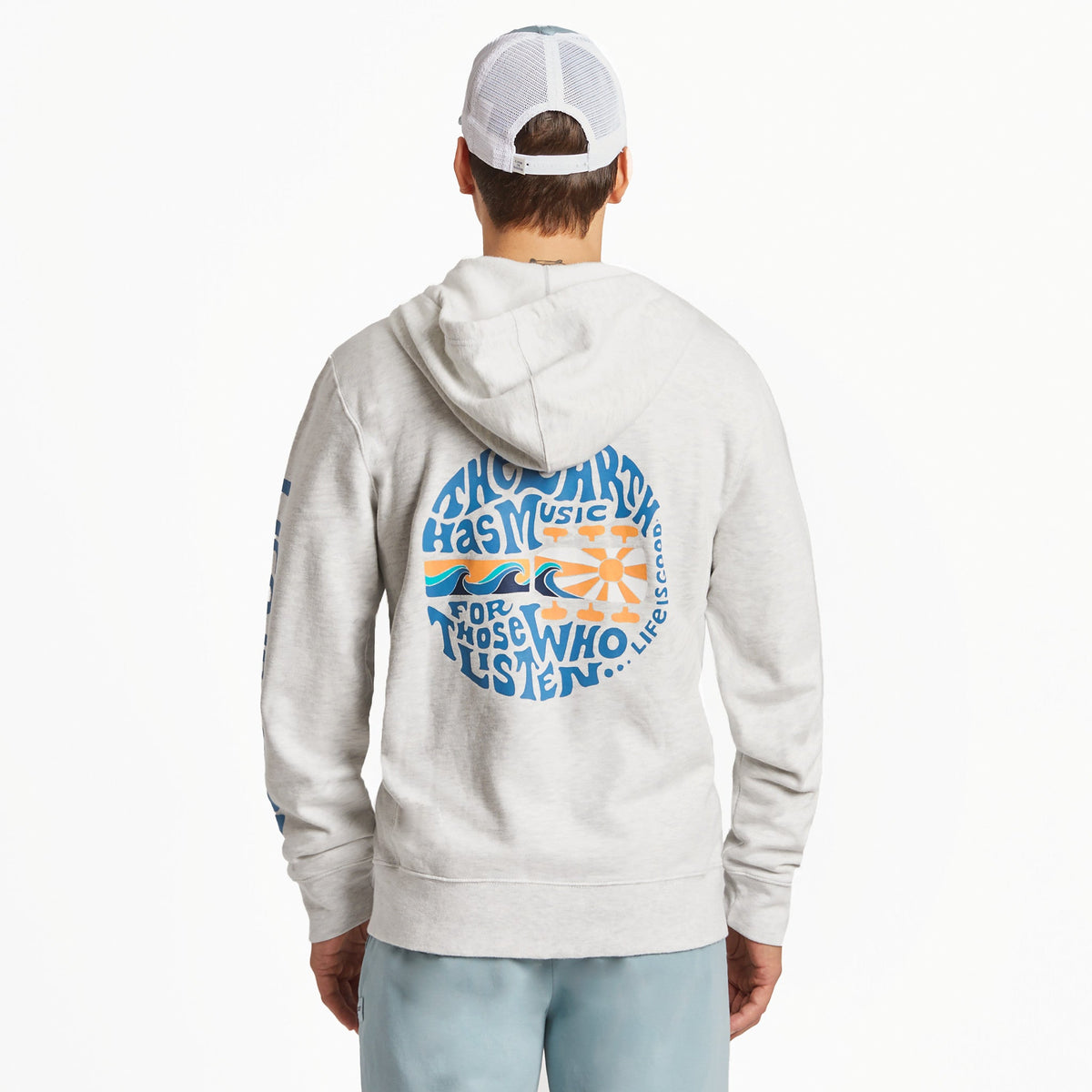 Men's The Earth has Music Guitar Simply True Fleece Zip Hoodie