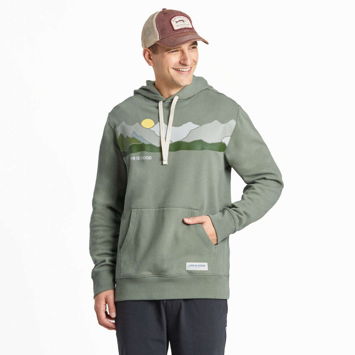 Men's Life Isn't Perfect Mountains Simply True Fleece Hoodie
