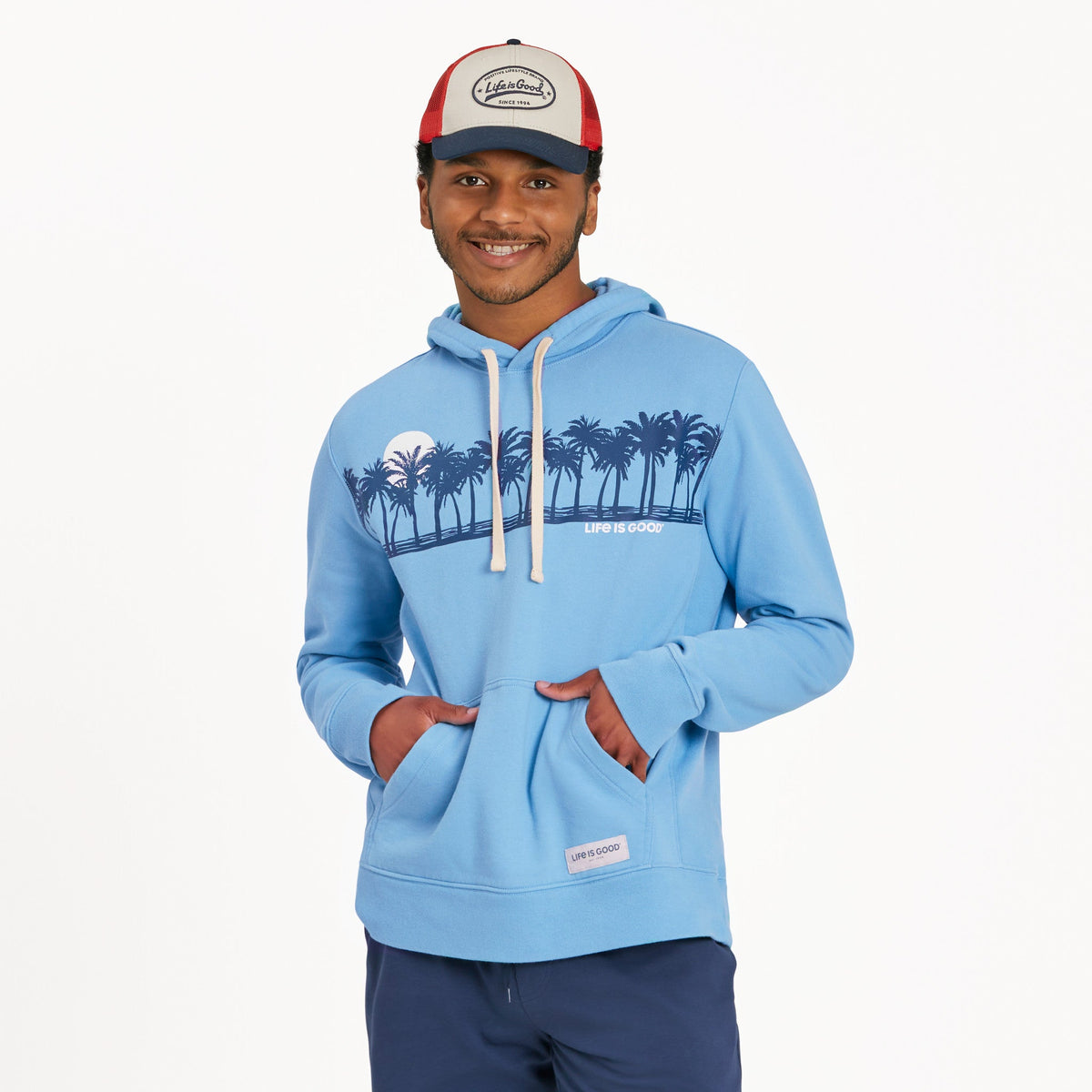 Men's Palm Sea Stripe Simply True Fleece Hoodie