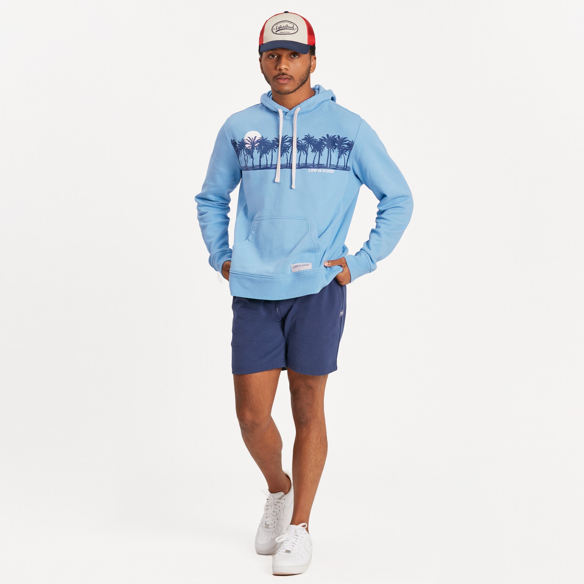 Men's Palm Sea Stripe Simply True Fleece Hoodie
