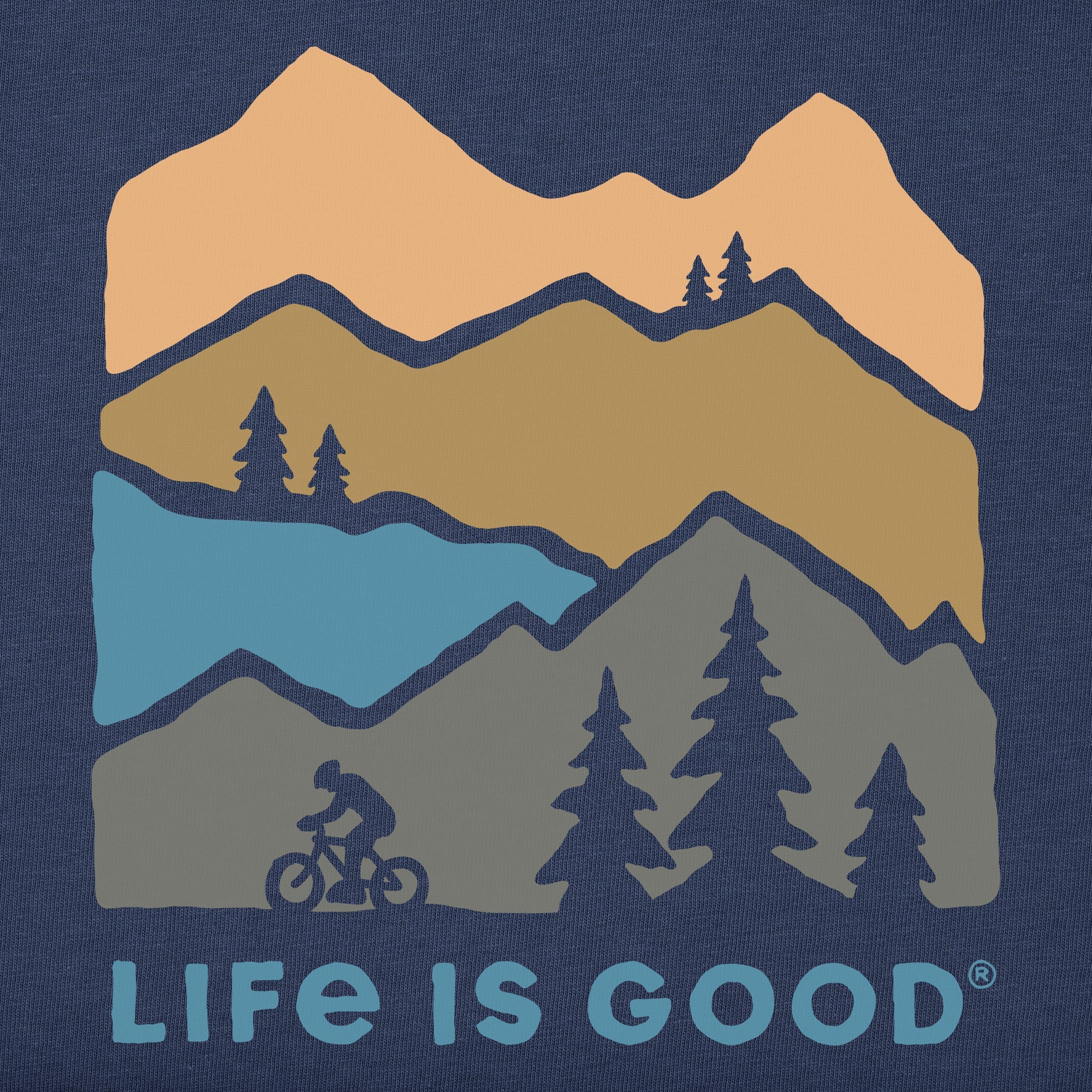 Men's Mountain Bike Landscape Silhouette Short Sleeve Tee