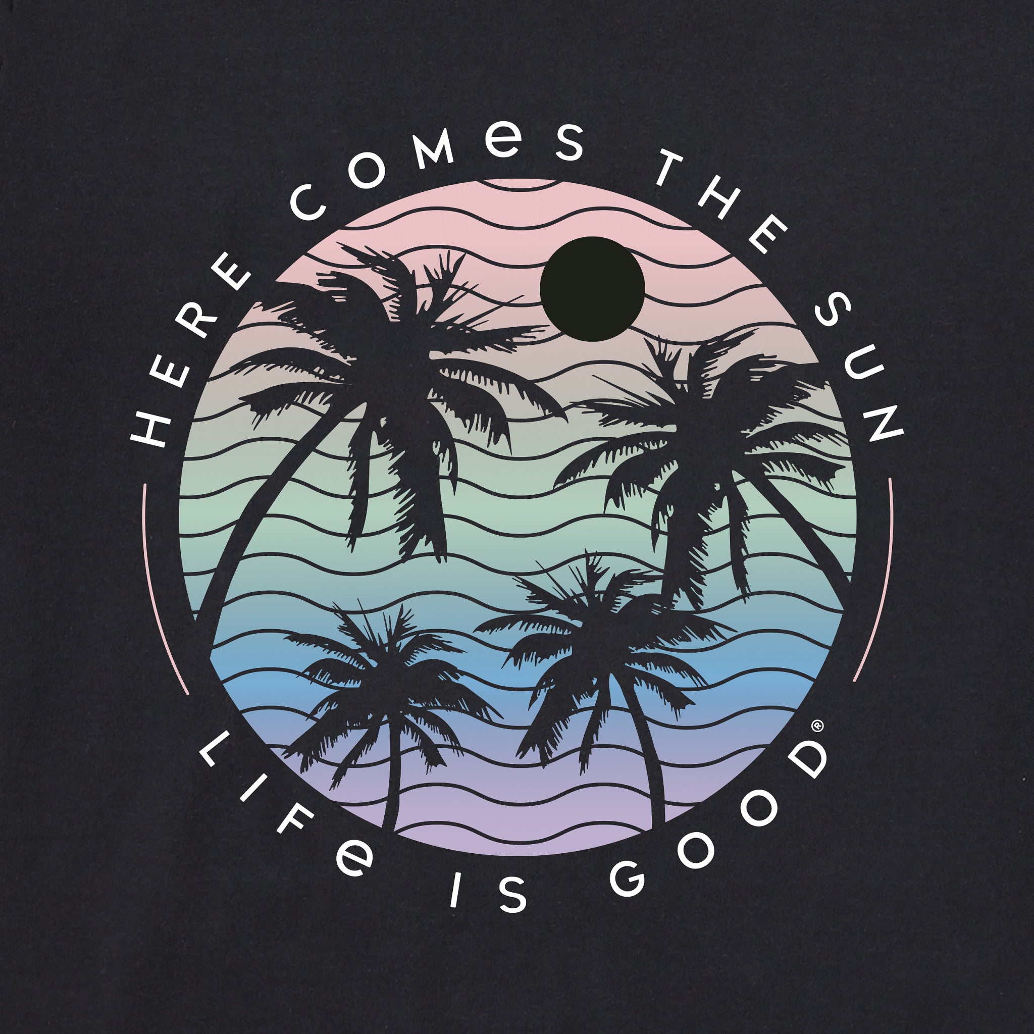 Women's Here Comes the Sun Palm Trees Short Sleeve Crusher Boxy Tee