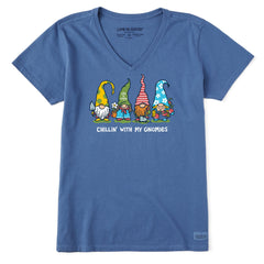 Women's Garden Gnomies Chillin' Short Sleeve Vee