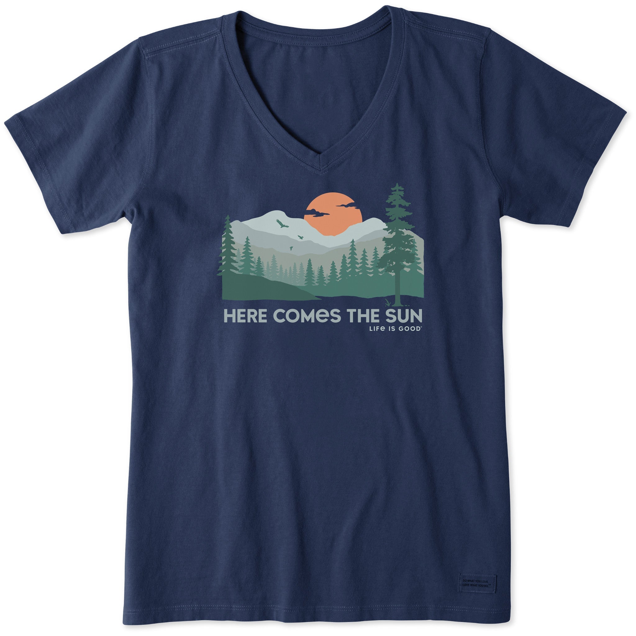 Women's Here Comes the Sun Evergreens Short Sleeve Crusher Vee