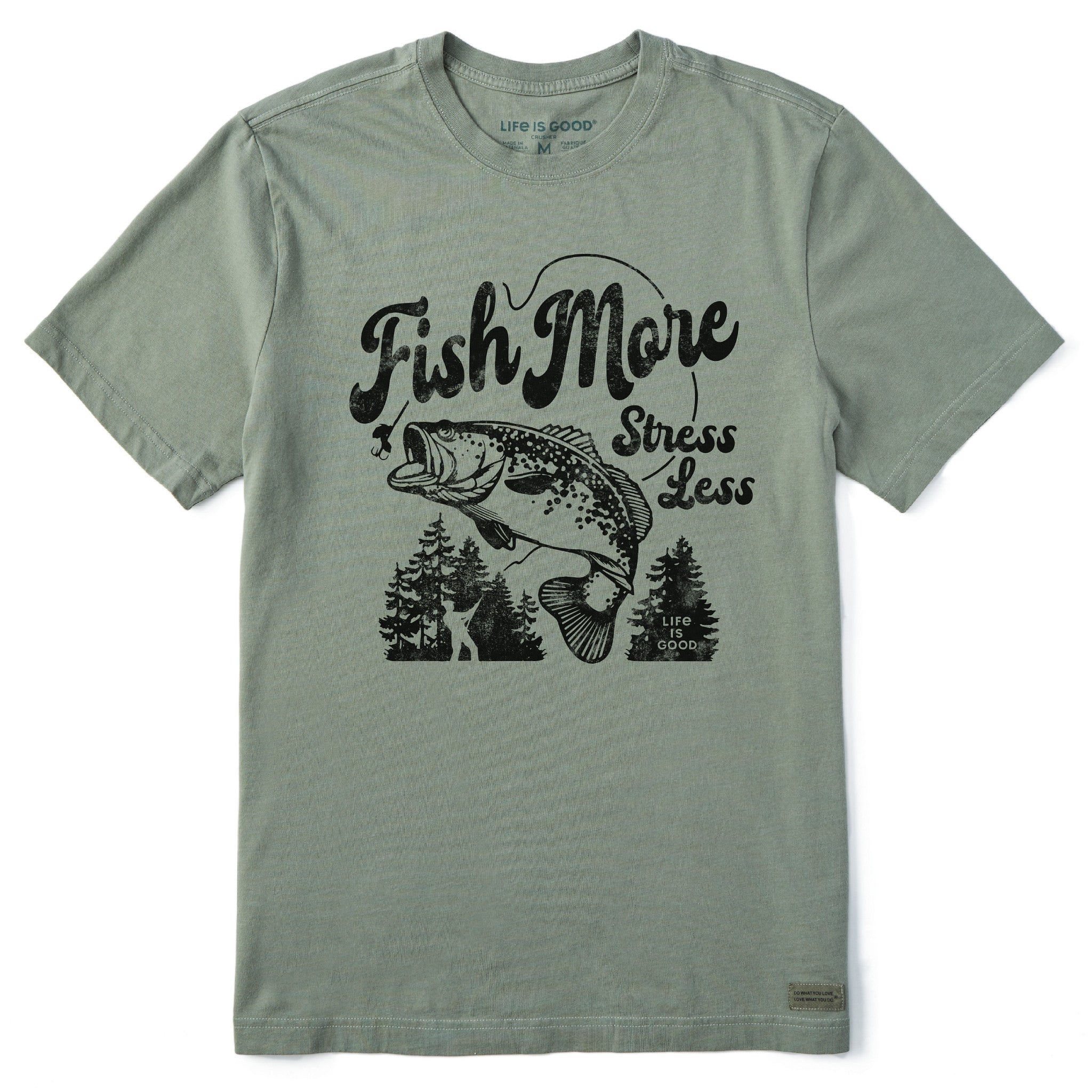 Men's Fish More Stress Less Bass Short Sleeve Crusher Tee