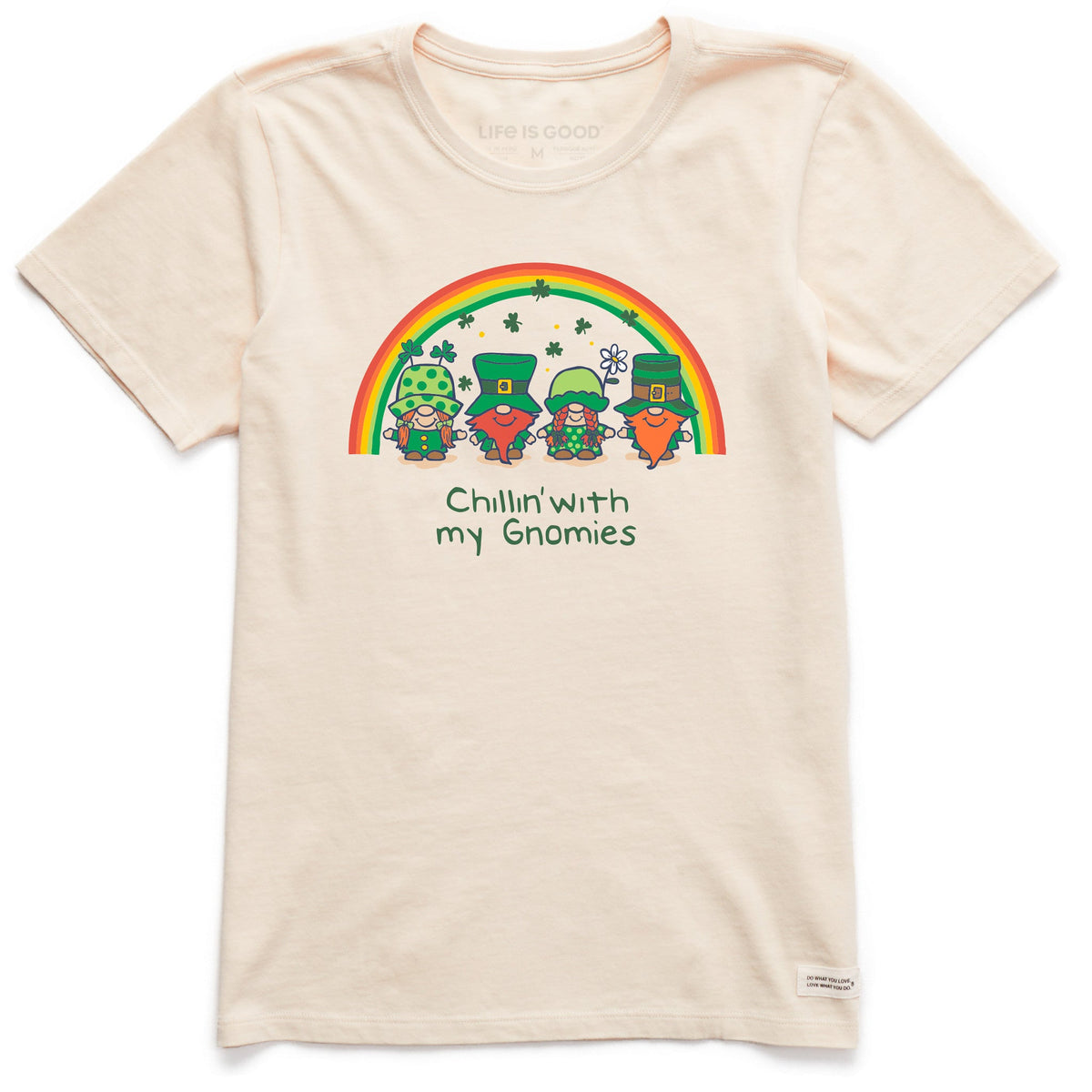 Women's Leprechaun Rainbow Gnomes Short Sleeve Crusher Tee