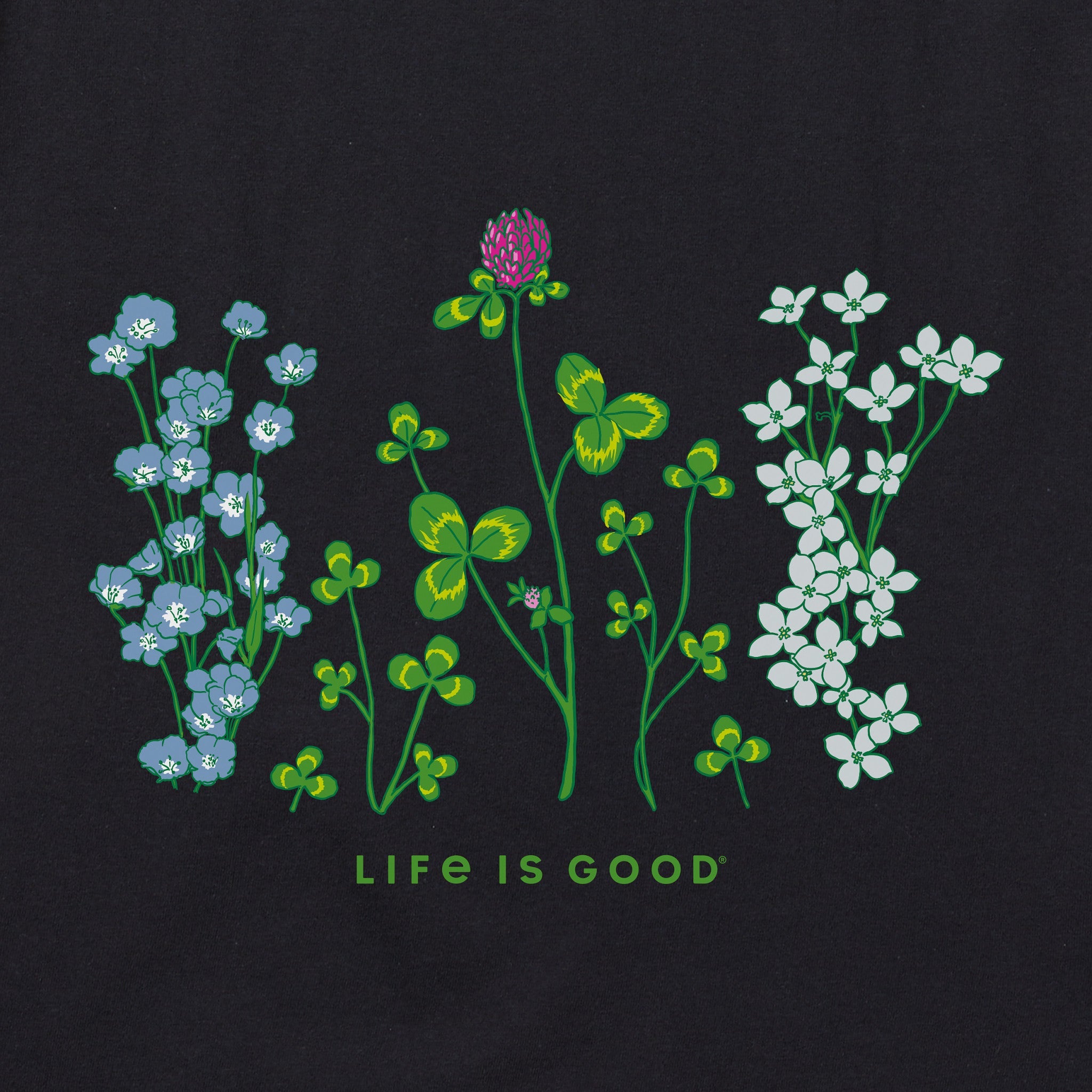 Women's Detailed Clovers and Wildflowers Short Sleeve Tee