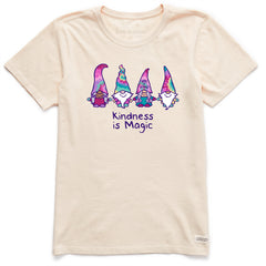 Women's Kindness is Magic Tie Dye Gnomes Short Sleeve Crusher Tee