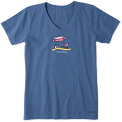 Women's I Like it Here Short Sleeve Crusher Vee