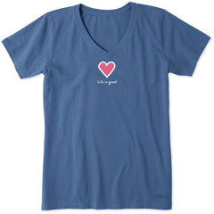 Women's Heart Short Sleeve Crusher Vee