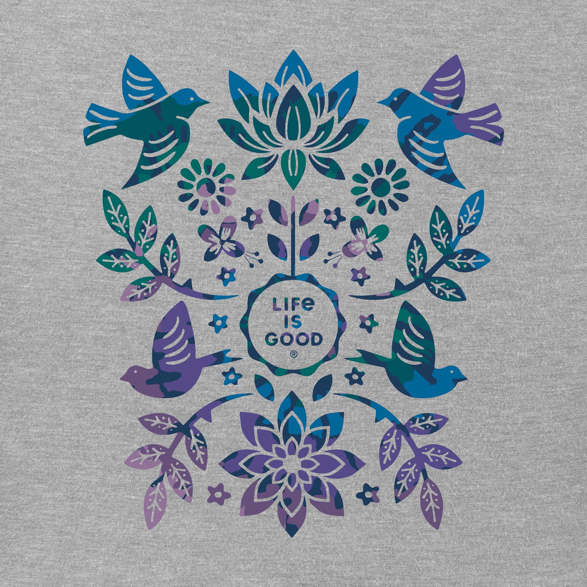 Women's Folk Art Garden Tie Dye Short Sleeve Vee