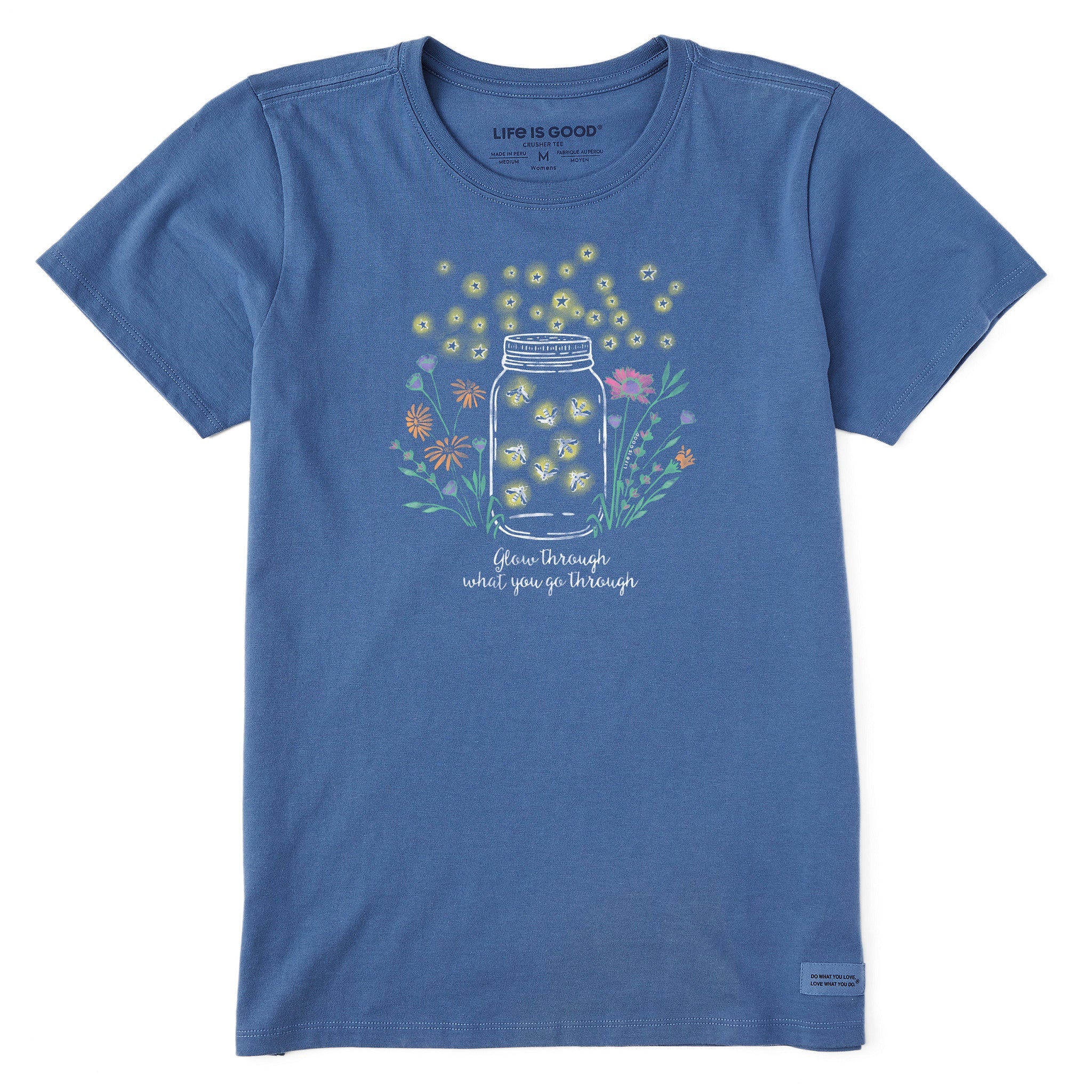 Women's Fireflies Flowers Jar Short Sleeve Tee