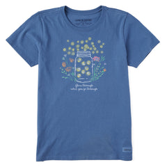 Women's Fireflies Flowers Jar Short Sleeve Tee