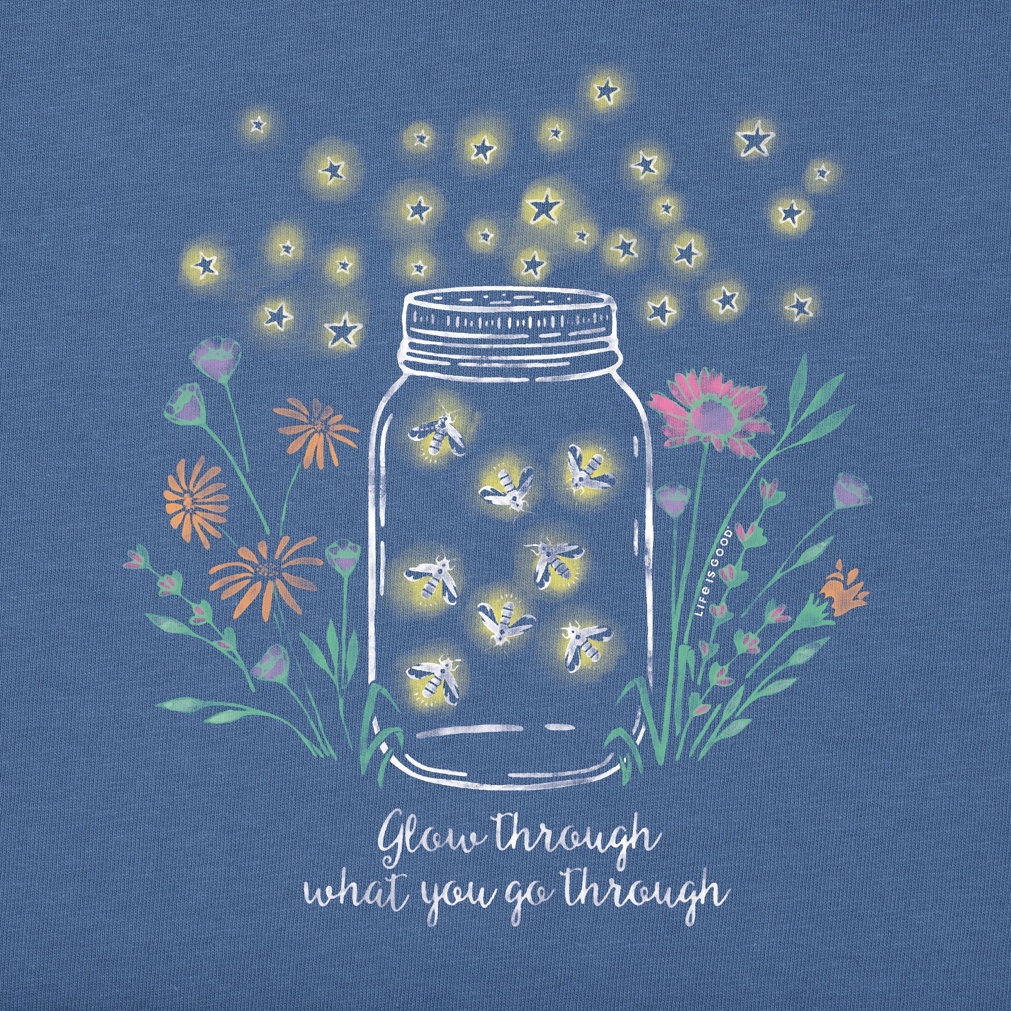 Women's Fireflies Flowers Jar Short Sleeve Tee