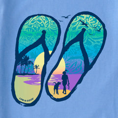 Women's Flip Flops Tropical Sunset Short Sleeve Crusher Tee
