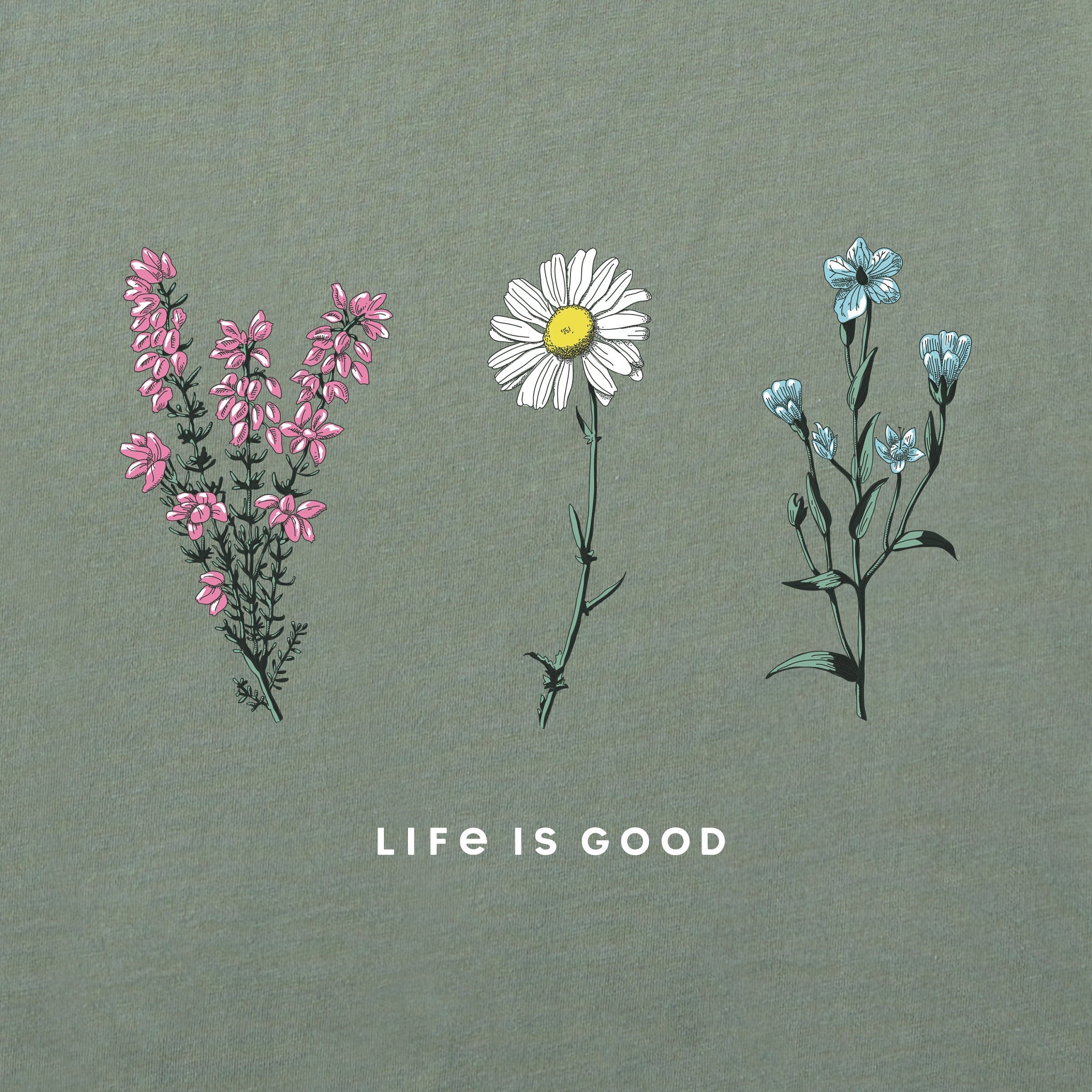 Women's Detailed Wildflowers Long Sleeve Crusher Tee