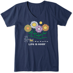 Women's Jackie and Rocket Wildflowers Short Sleeve Crusher Vee
