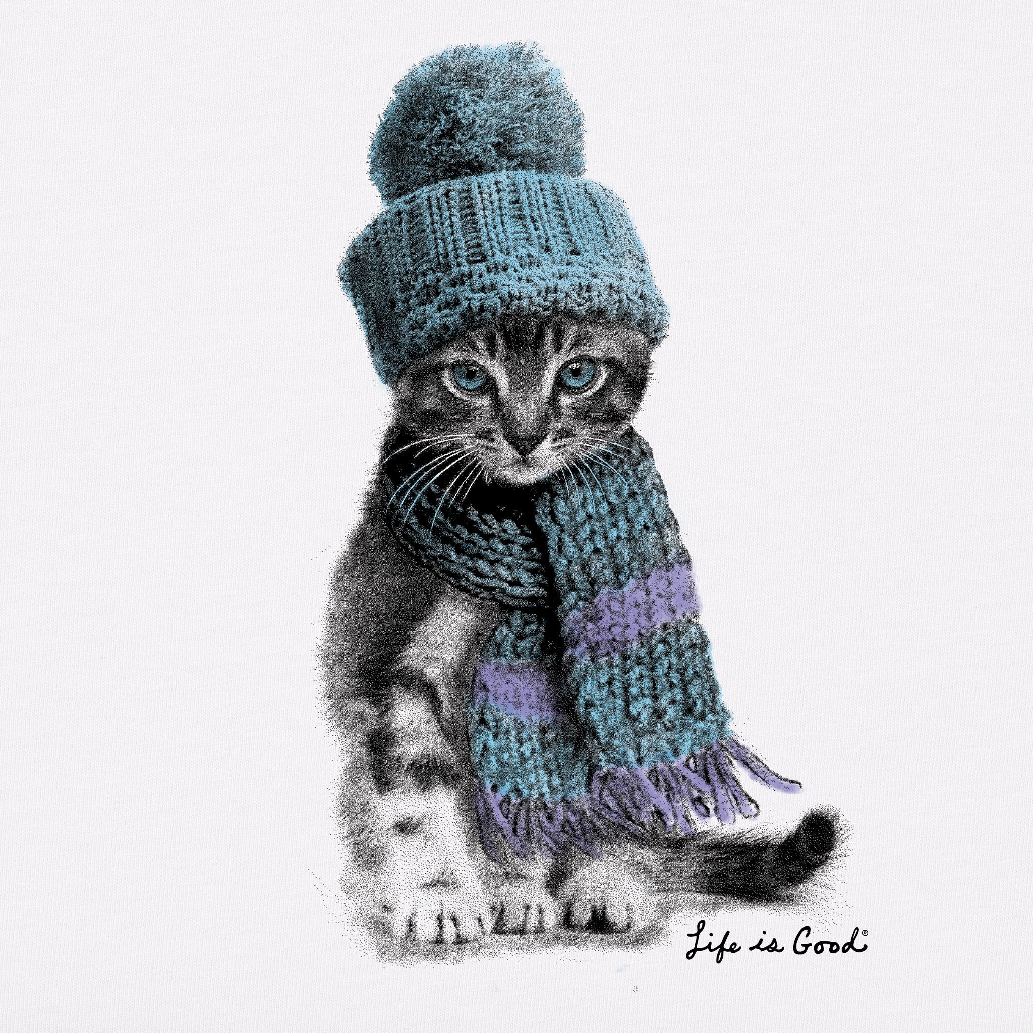 Men's Winter Cat Hat Long Sleeve Crusher Tee