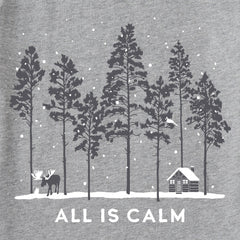 Women's All is Calm Moose Cabin Long Sleeve Crusher Tee