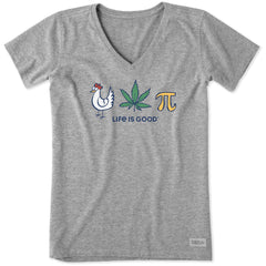 Women's Chicken Pot Pi Icons Short Sleeve Vee