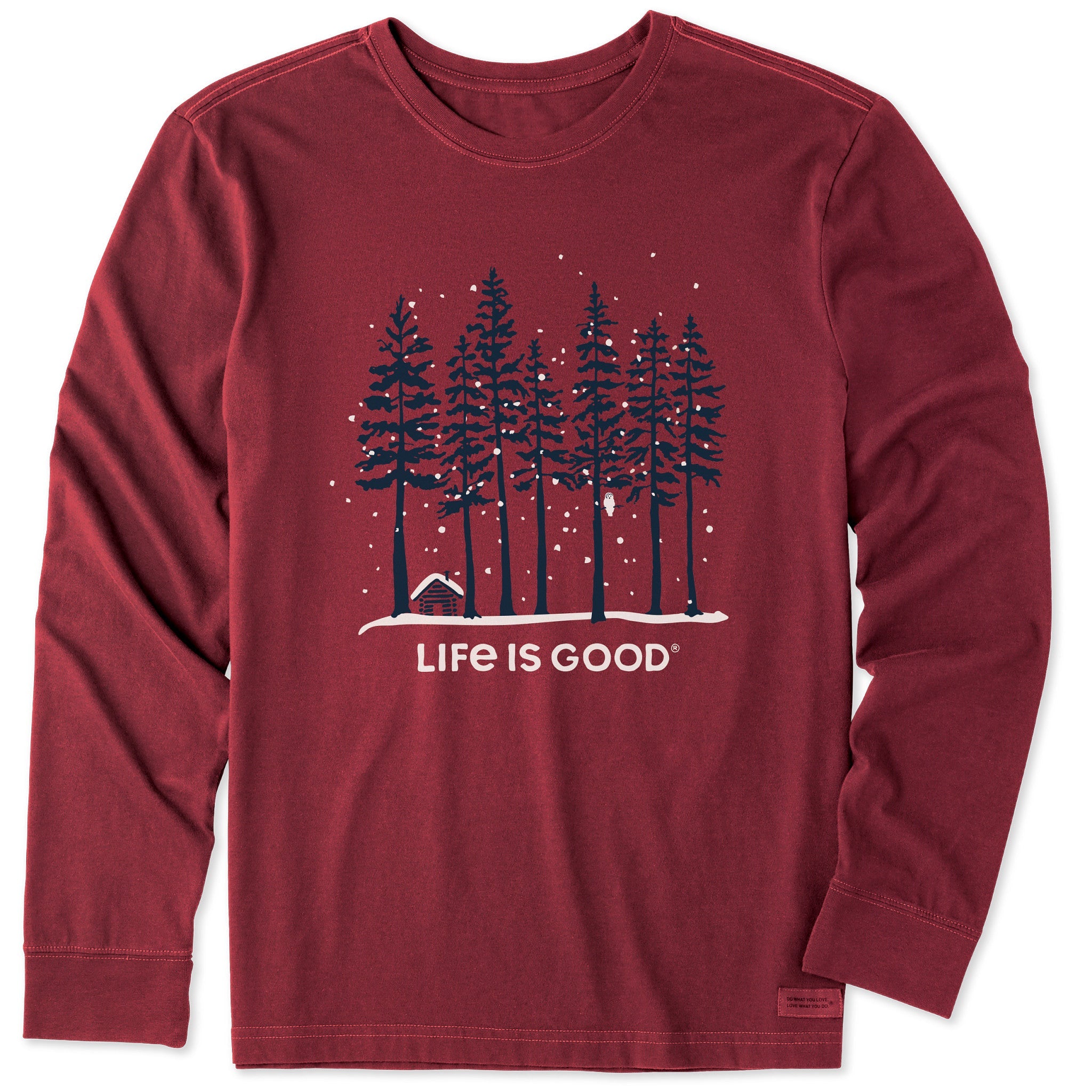 Men's Snowy Owl Tall Pines Long Sleeve Crusher Tee