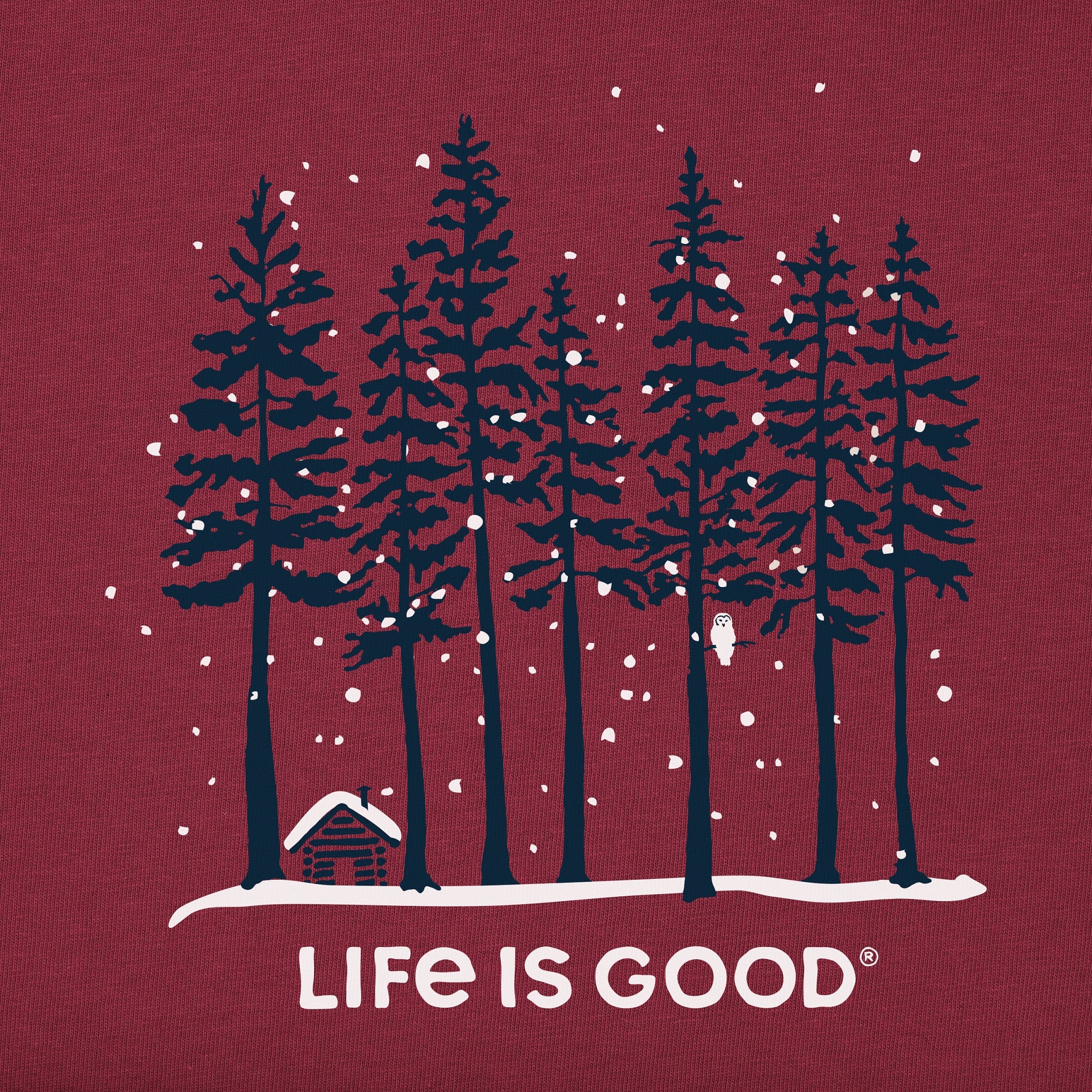 Men's Snowy Owl Tall Pines Long Sleeve Crusher Tee