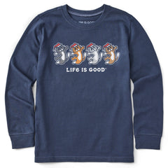Kids Dancing Santa Cats Long Sleeve Crusher Tee