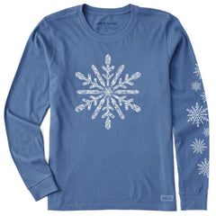 Women's Contrast Snowflake Long Sleeve Crusher Tee