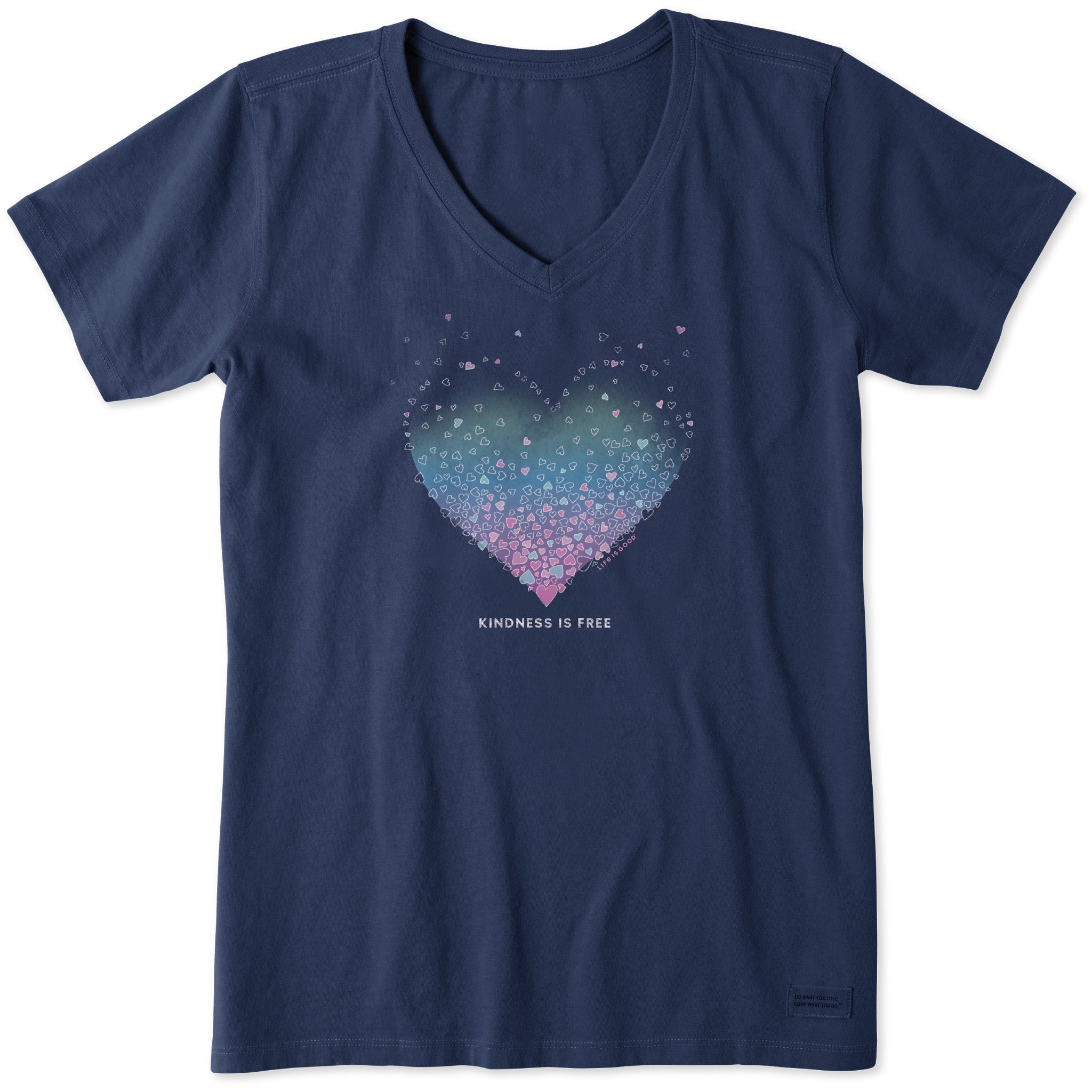 Women's Kindness is Free Evaporating Heart Short Sleeve Vee