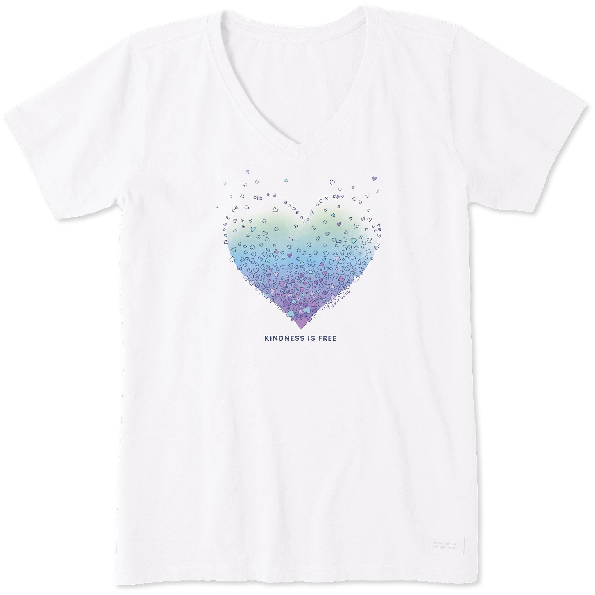 Women's Kindness is Free Evaporating Heart Short Sleeve Vee
