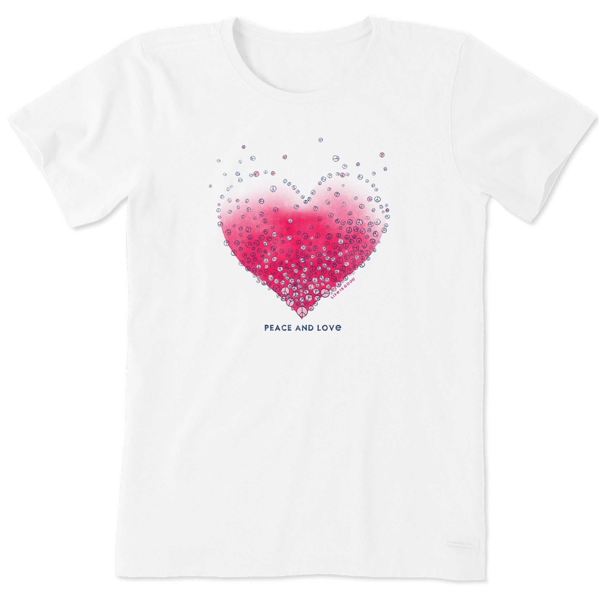 Women's Floating Peace Signs Heart Short Sleeve Tee