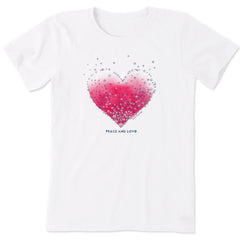 Women's Floating Peace Signs Heart Short Sleeve Tee