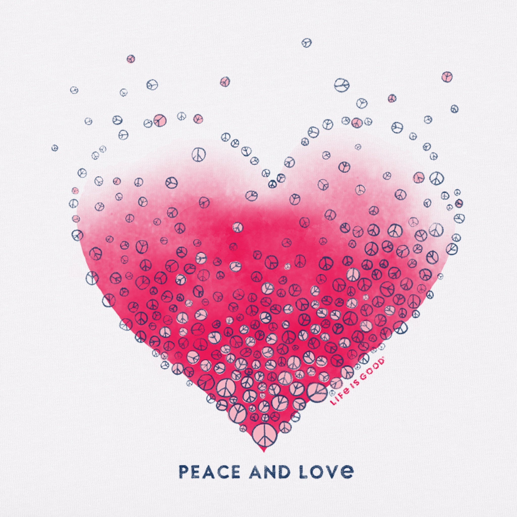 Women's Floating Peace Signs Heart Short Sleeve Tee