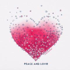 Women's Floating Peace Signs Heart Short Sleeve Tee
