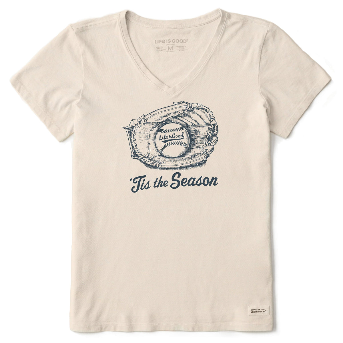 Women's 'Tis the Season Baseball Glove Short Sleeve Crusher Vee