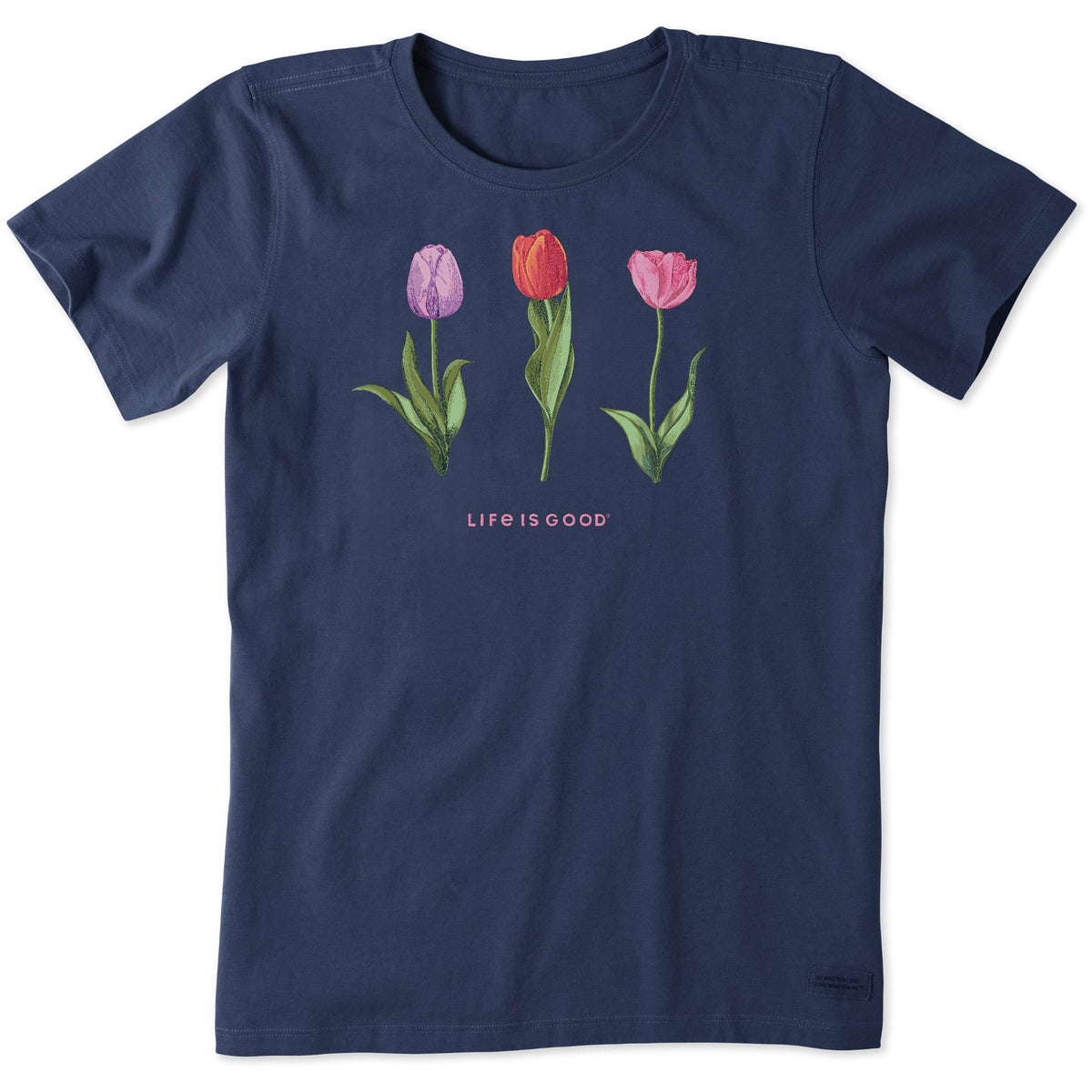 Women's Detailed Three Tulips Short Sleeve Crusher Tee