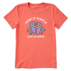 Women's Keep it Simple Flip Flops and Daisies Short Sleeve Tee