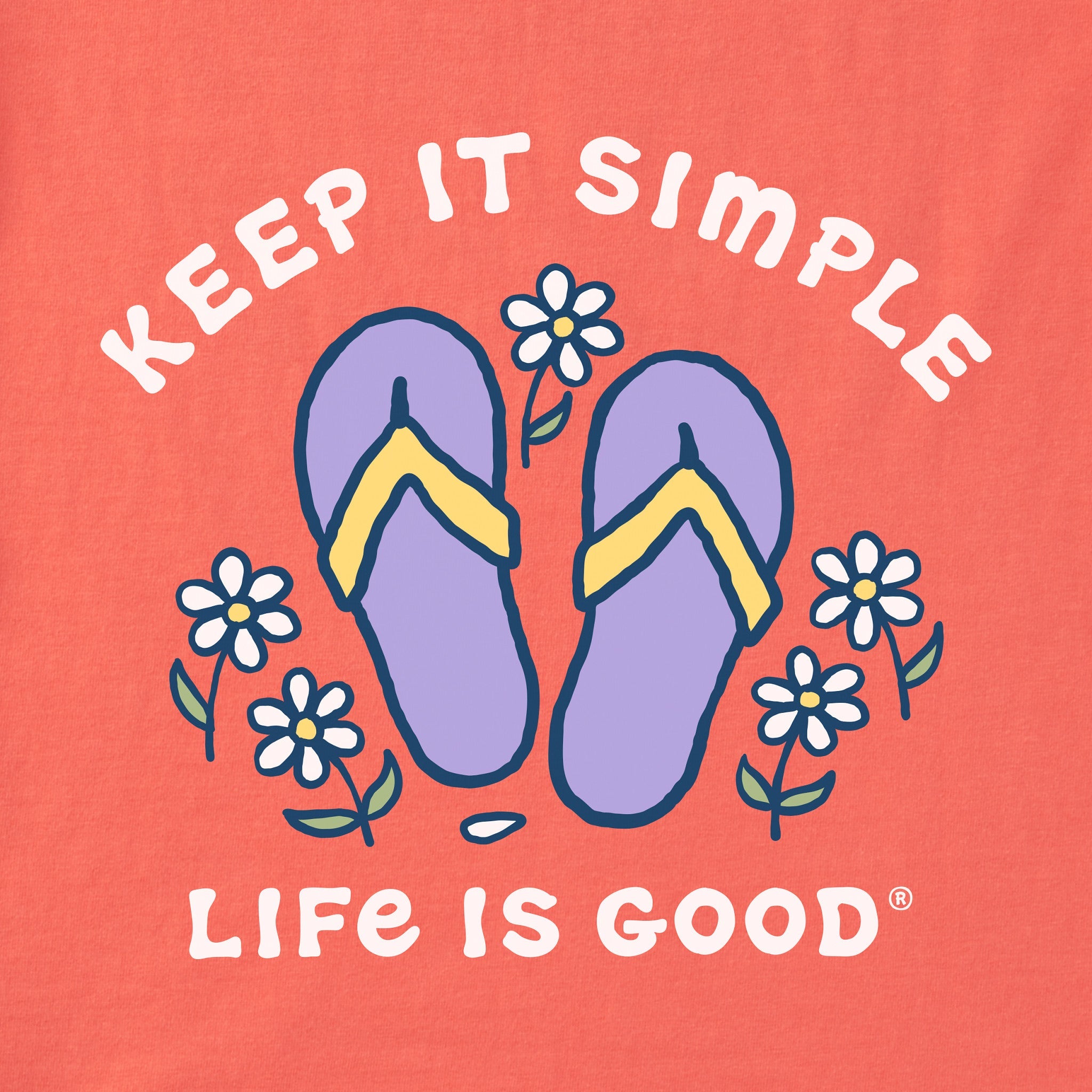 Women's Keep it Simple Flip Flops and Daisies Short Sleeve Tee