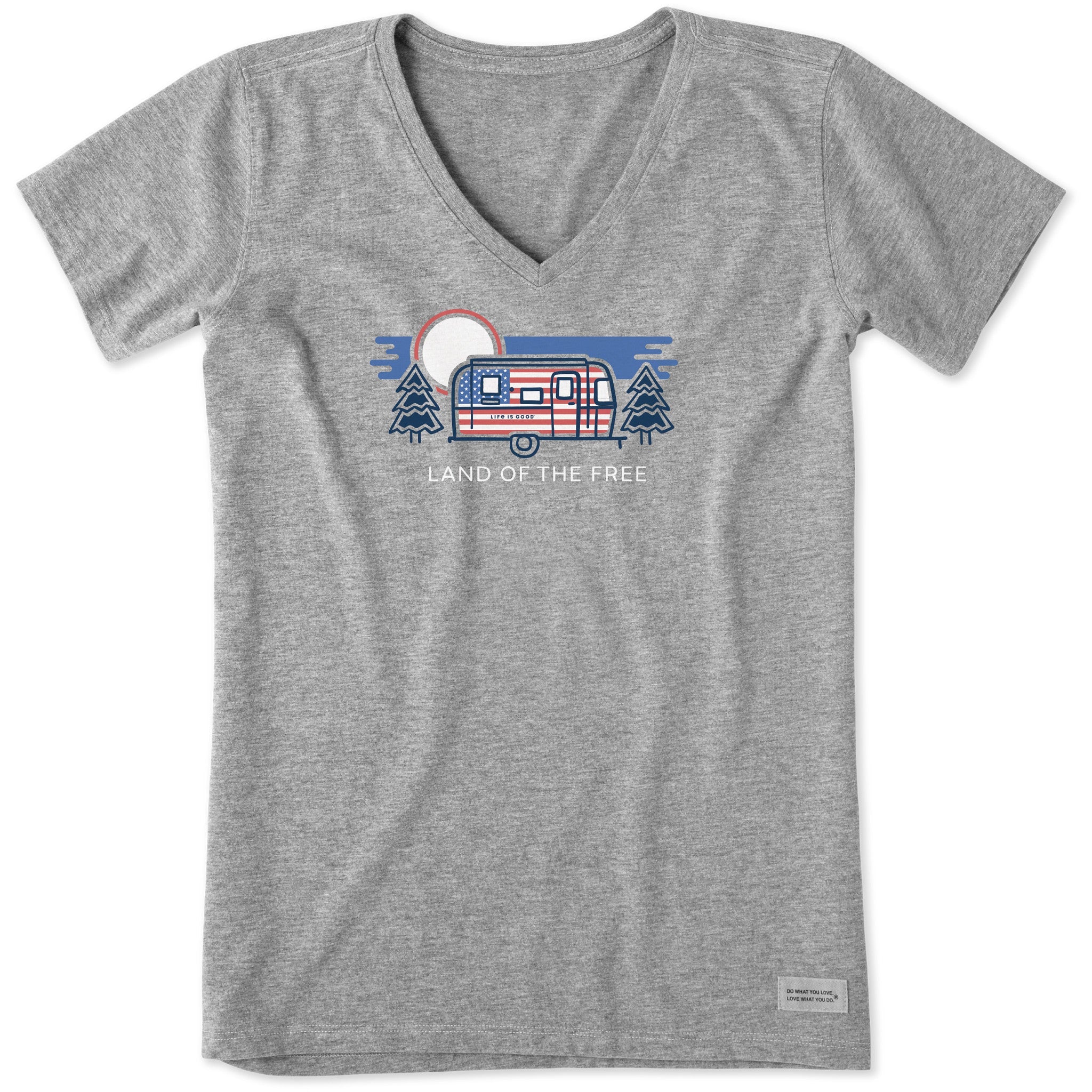 Women's Land of the Free Camper Short Sleeve Vee