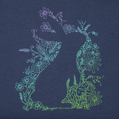 Women's Flower Bunny Silhouette Short Sleeve Crusher Tee