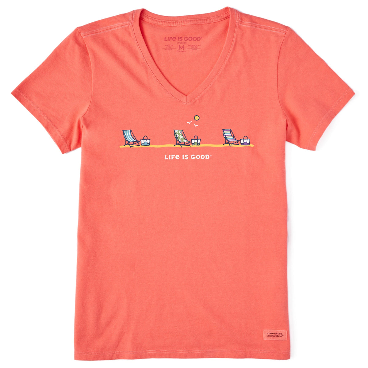Women's Distanced Beach Chairs Short Sleeve Crusher Vee