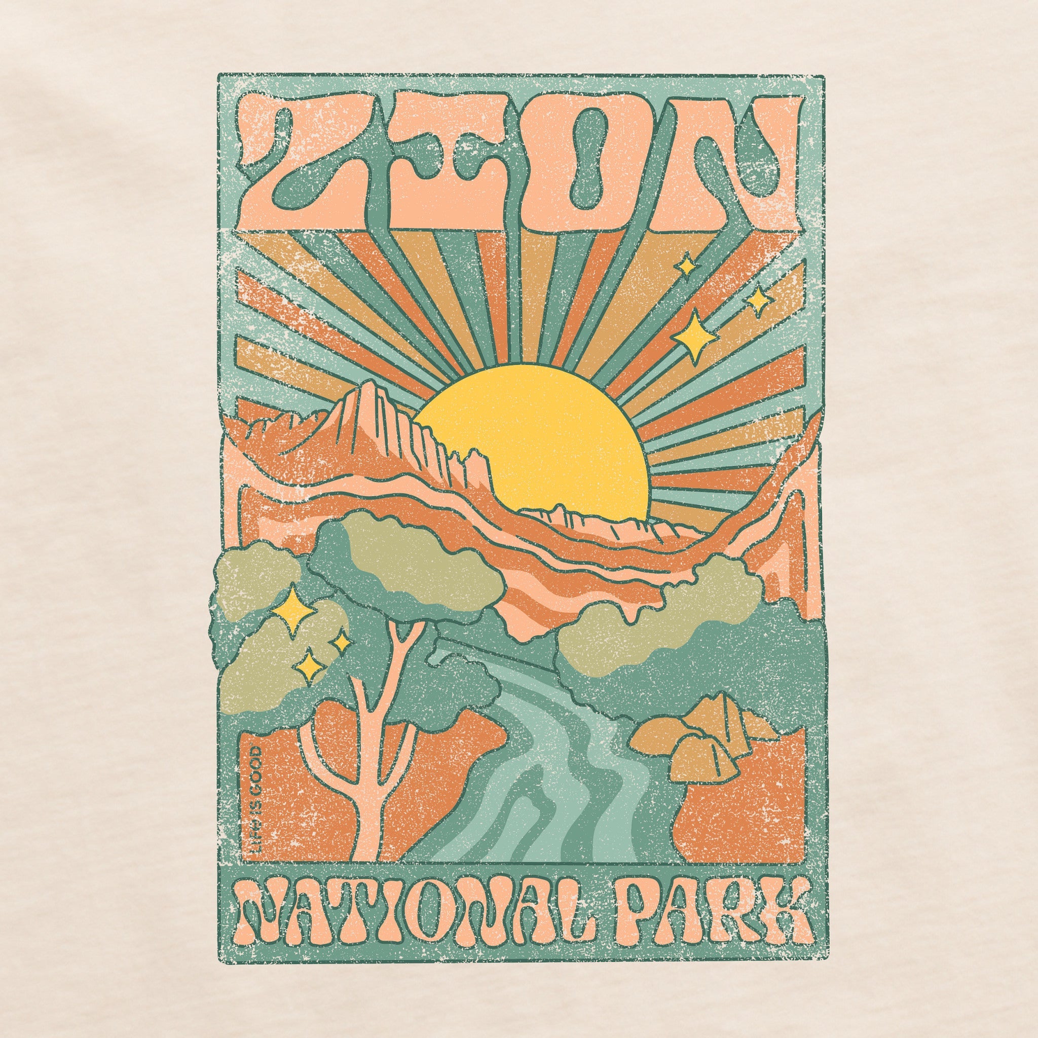 Men's Zion National Park Psychedelic Scene Short Sleeve Crusher Tee