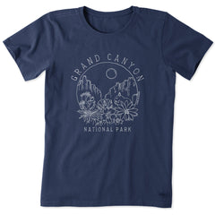Women's Grand Canyon Line Drawing Short Sleeve Crusher Tee