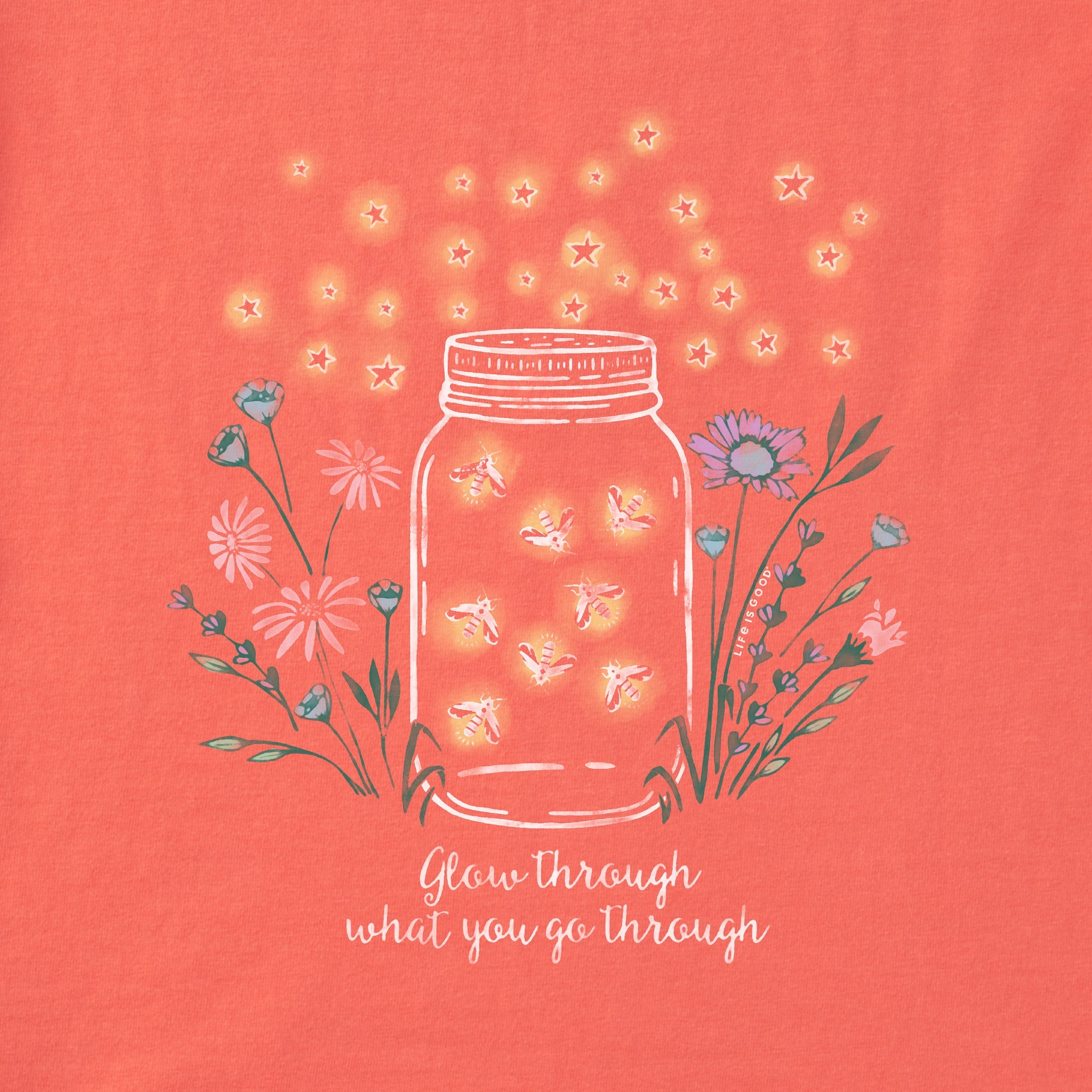 Women's Fireflies Flowers Jar Short Sleeve Tee