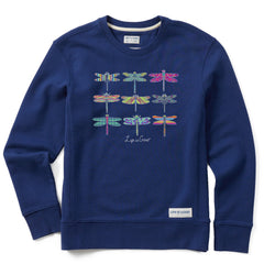 Women's Colorful Dragonflies Simply True Fleece Crew